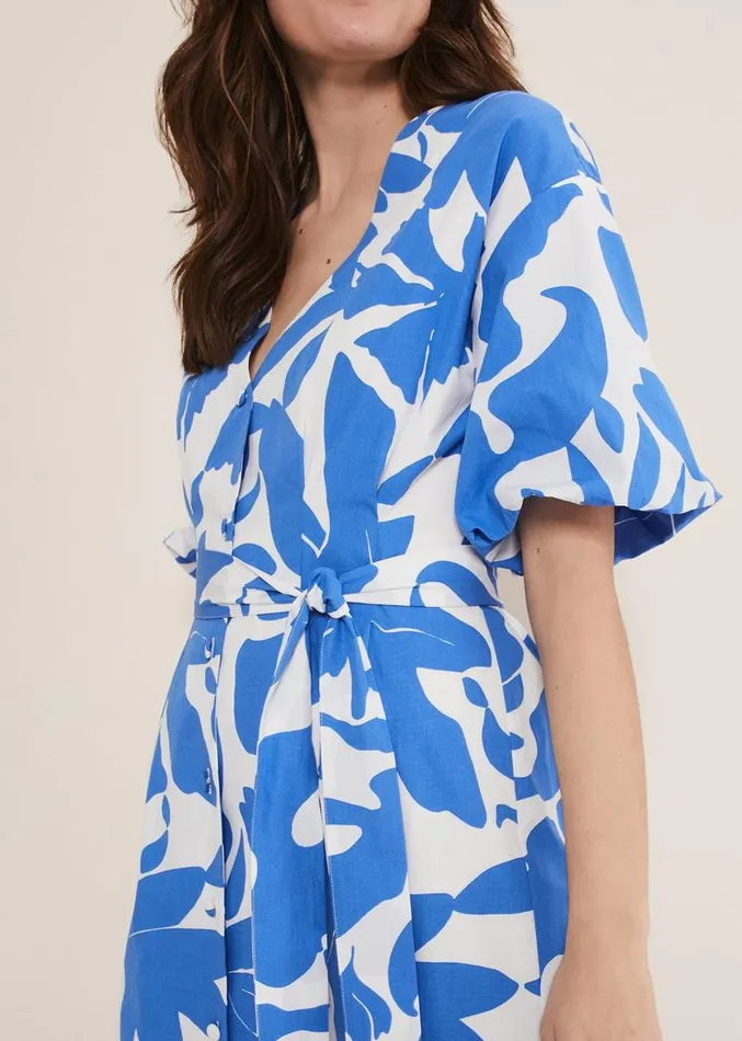 Sienna Cotton Two Colour Midi Dress Blueivory Women Phase Eight Dresses