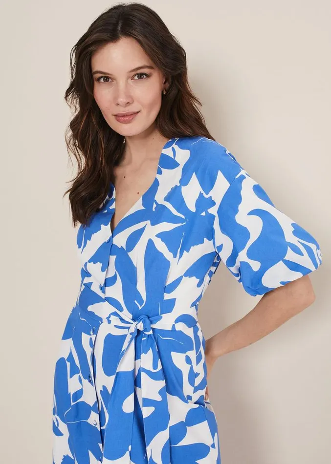 Sienna Cotton Two Colour Midi Dress Blueivory Women Phase Eight Dresses