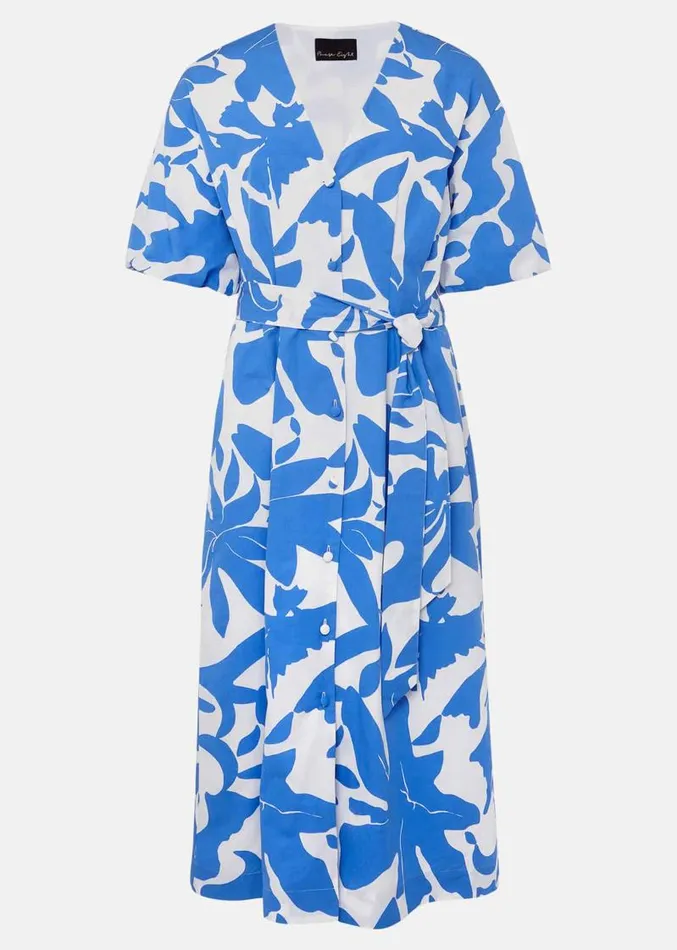 Sienna Cotton Two Colour Midi Dress Blueivory Women Phase Eight Dresses