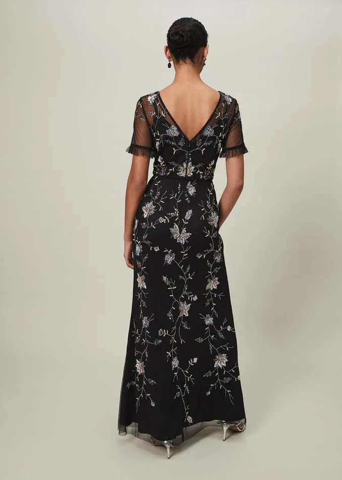 Sierra Sequin Floral Dress Black Women Phase Eight Dresses