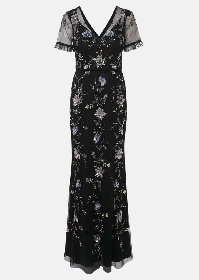 Sierra Sequin Floral Dress Black Women Phase Eight Dresses