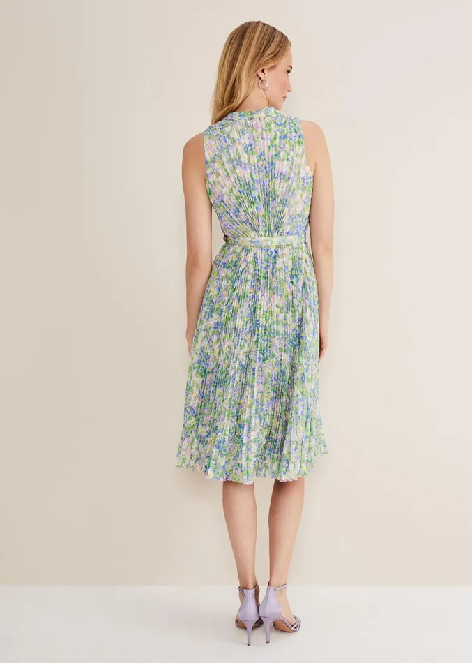 Simara Daisy Pleated Midi Dress Multicoloured Women Phase Eight Dresses