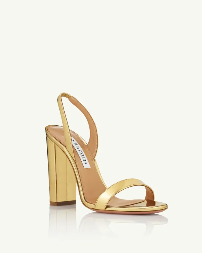 So Nude Block Sandal 105 Gold Women Aquazzura Essentials