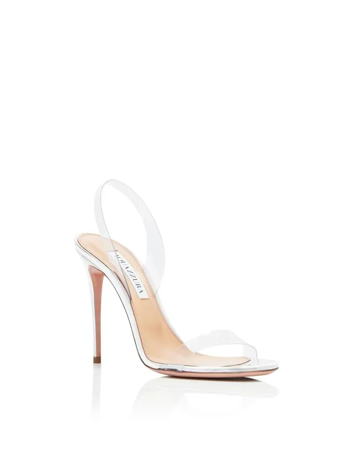 So Nude Plexi Sandal 105 Silver Women Aquazzura Sandals