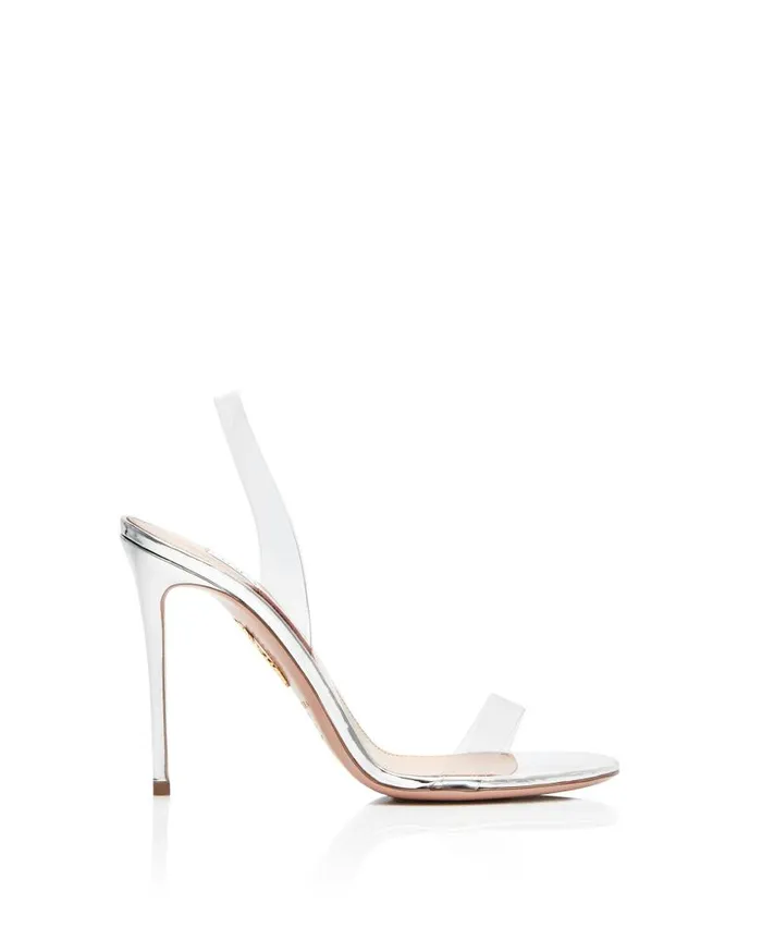 So Nude Plexi Sandal 105 Silver Women Aquazzura Sandals