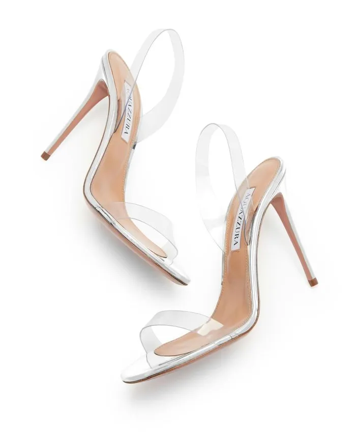 So Nude Plexi Sandal 105 Silver Women Aquazzura Sandals