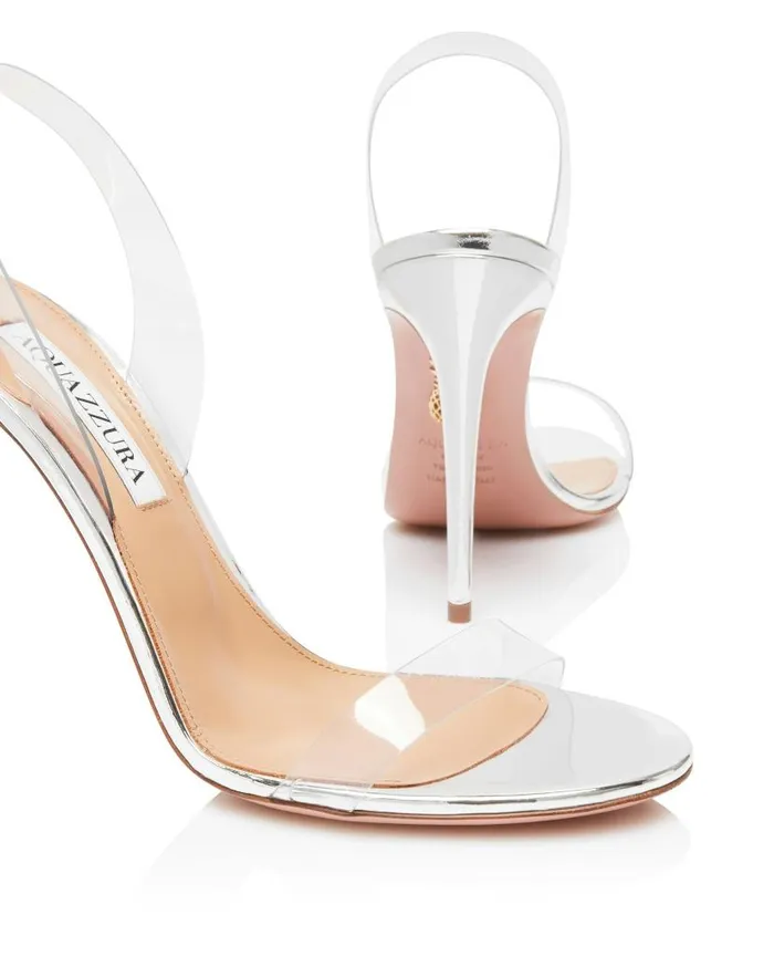So Nude Plexi Sandal 105 Silver Women Aquazzura Sandals
