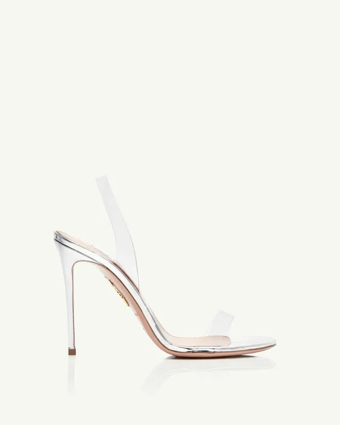 So Nude Plexi Sandal 105 Silver Women Aquazzura Sandals
