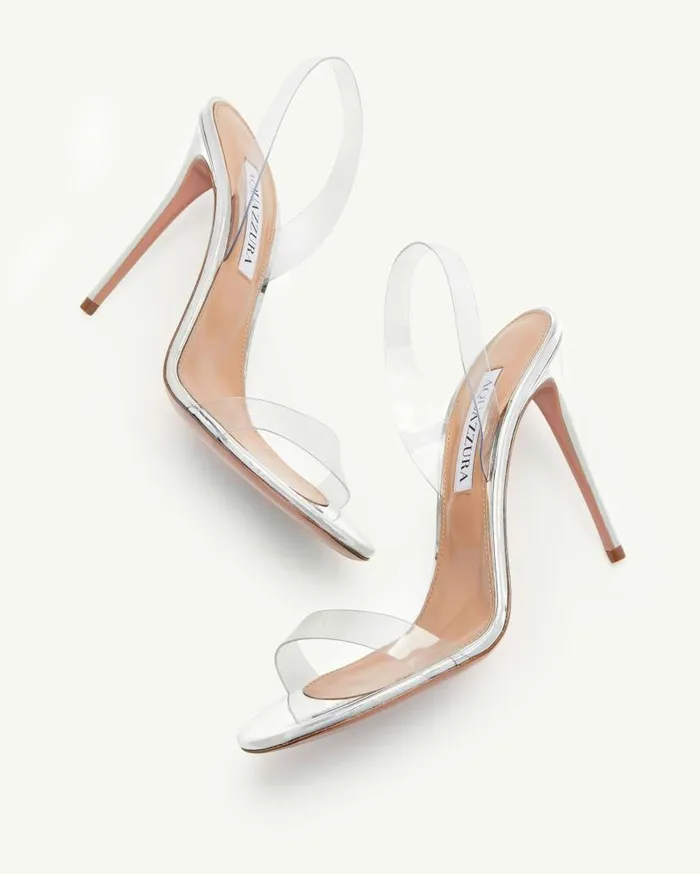So Nude Plexi Sandal 105 Silver Women Aquazzura Sandals
