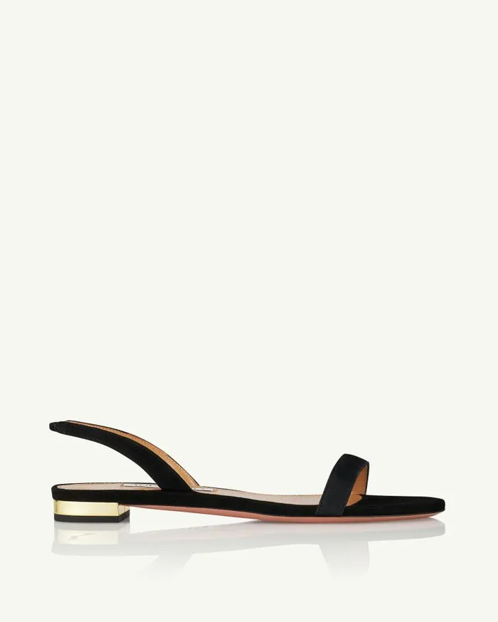 So Nude Sandal Flat Black Women Aquazzura Sandals