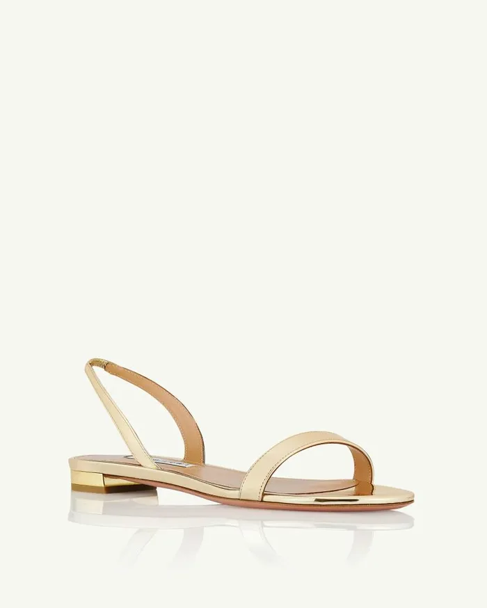 So Nude Sandal Flat Gold Women Aquazzura Flats