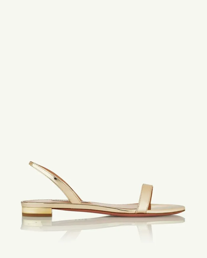 So Nude Sandal Flat Gold Women Aquazzura Flats