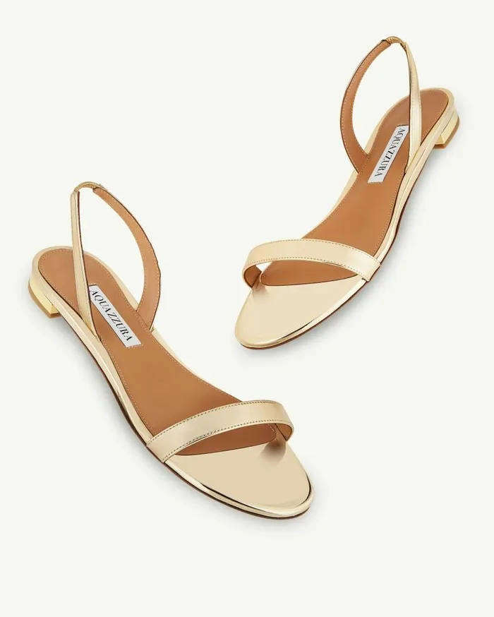 So Nude Sandal Flat Gold Women Aquazzura Flats