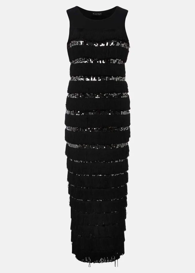 Sofianne Fringe Maxi Dress Blackpewter Women Phase Eight Dresses