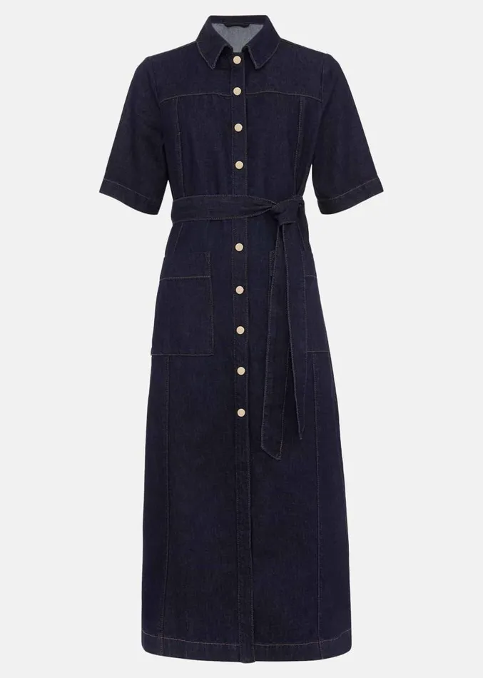 Sonny Denim Midi Dress Navy Women Phase Eight Dresses