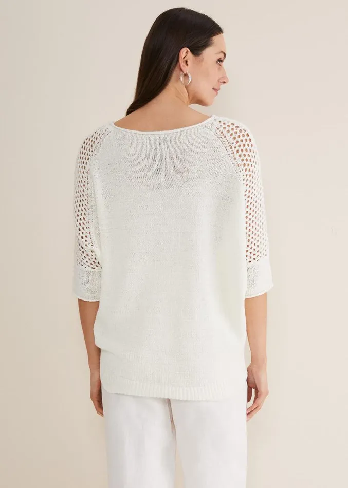 Sophie Honeycomb Tape Knit Ivory Women Phase Eight Knitwear