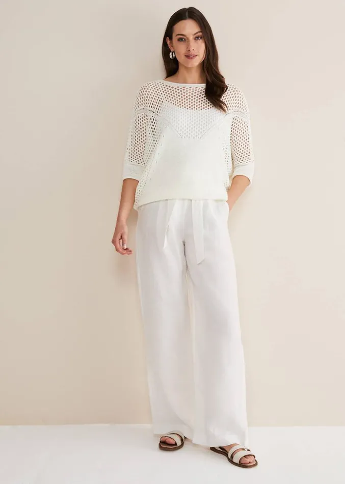 Sophie Honeycomb Tape Knit Ivory Women Phase Eight Knitwear