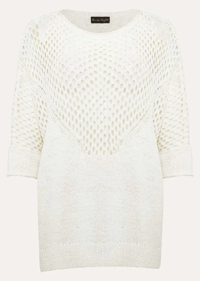 Sophie Honeycomb Tape Knit Ivory Women Phase Eight Knitwear