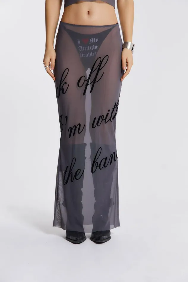 Spoiled Rotten Mesh Maxi Skirt Grey Women Jaded London Beach Cover Ups