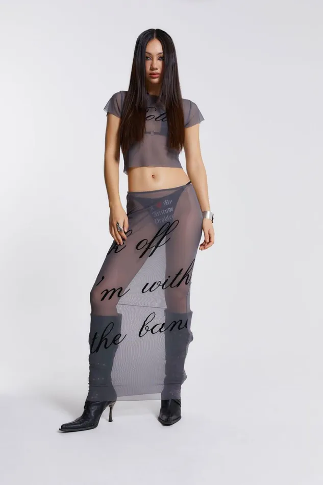 Spoiled Rotten Mesh Maxi Skirt Grey Women Jaded London Beach Cover Ups Spoiled Rotten Mesh Maxi Skirt Grey Women Jaded London Beach Cover Ups