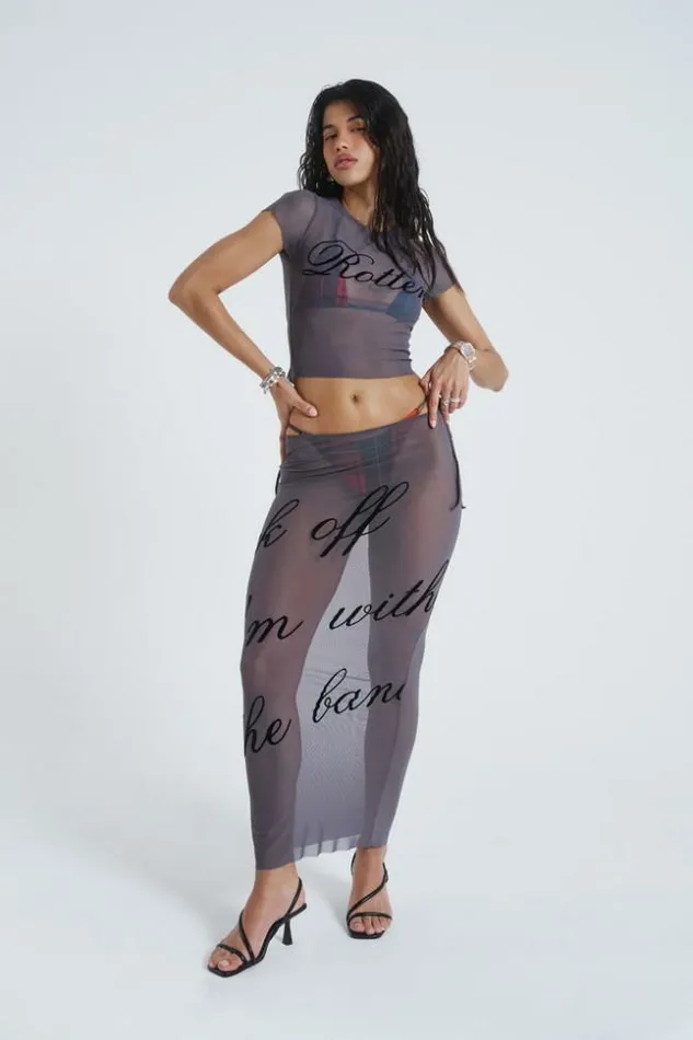 Spoiled Rotten Mesh Maxi Skirt Grey Women Jaded London Beach Cover Ups Spoiled Rotten Mesh Maxi Skirt Grey Women Jaded London Beach Cover Ups