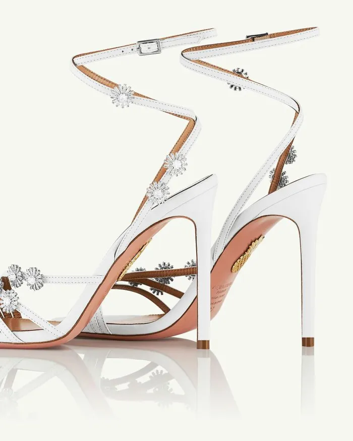 Starry Night Sandal 105 White Women Aquazzura Sandals