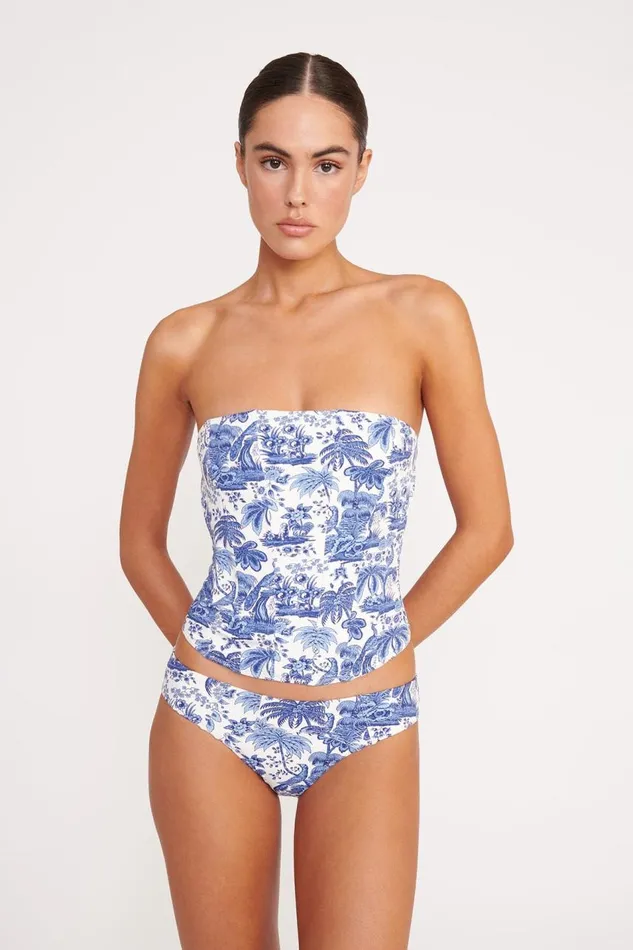STAUD Bikinis Women STAUD FRANCESCA BIKINI TOP BLUE TOILE STAUD Bikinis Women STAUD FRANCESCA BIKINI TOP BLUE TOILE