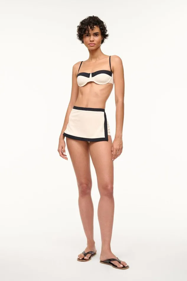 STAUD Bikinis Women STAUD NELL SWIM SKIRT IVORY BLACK