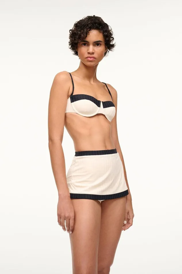 STAUD Bikinis Women STAUD NELL SWIM SKIRT IVORY BLACK