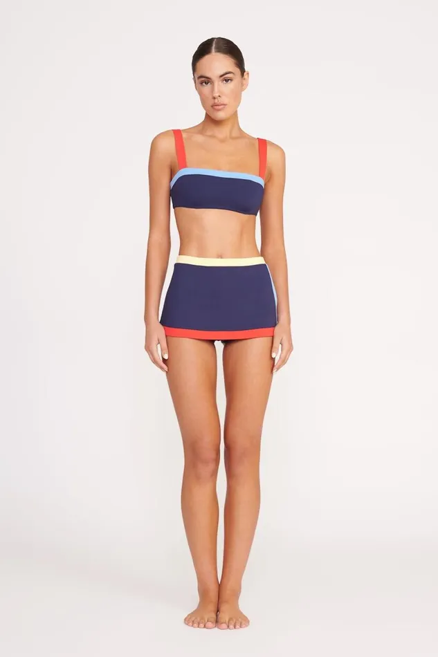 STAUD Bikinis Women STAUD NELL SWIM SKIRT NAVY COLORBLOCK
