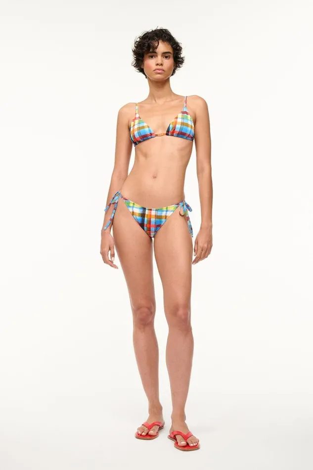 STAUD Bikinis Women STAUD SISLEY STRING BOTTOM MADRAS PLAID