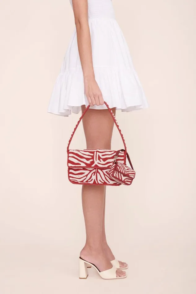 STAUD Bridal Women TOMMY BEADED BAG SCARLET WHITE STAUD Bridal Women TOMMY BEADED BAG SCARLET WHITE