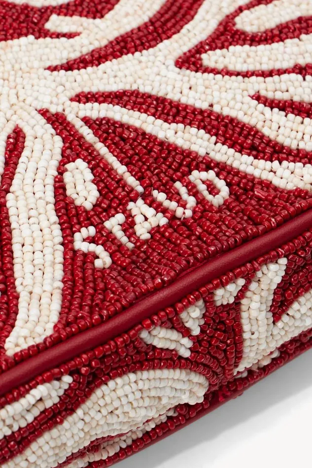 STAUD Bridal Women TOMMY BEADED BAG SCARLET WHITE STAUD Bridal Women TOMMY BEADED BAG SCARLET WHITE