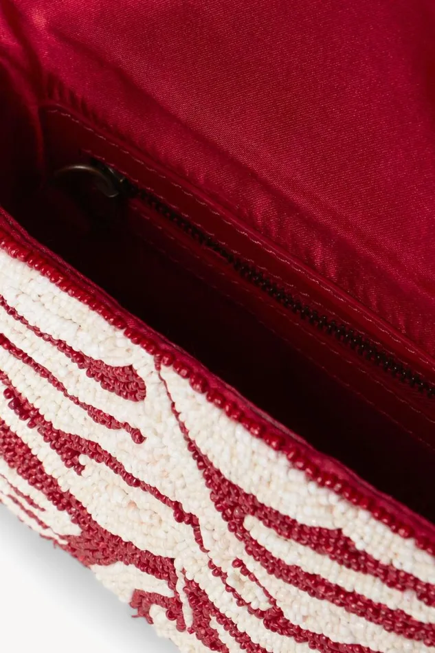 STAUD Bridal Women TOMMY BEADED BAG SCARLET WHITE STAUD Bridal Women TOMMY BEADED BAG SCARLET WHITE