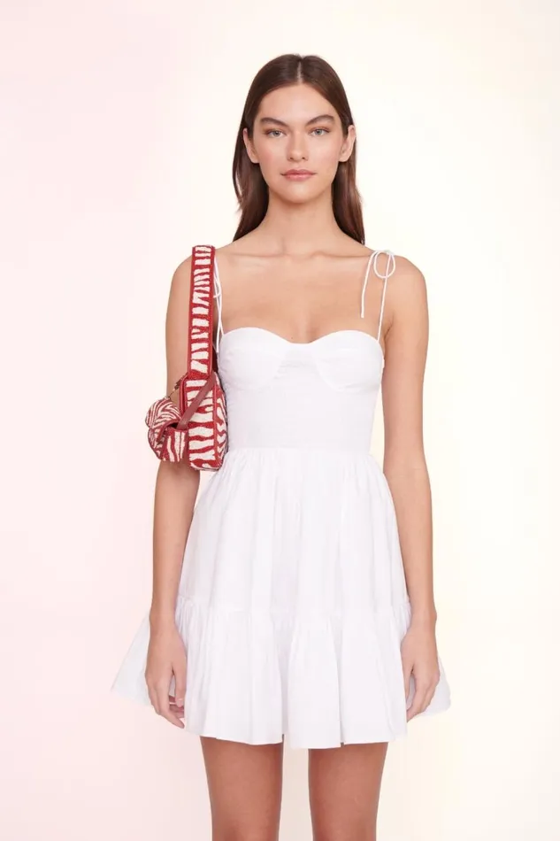 STAUD Bridal Women TOMMY BEADED BAG SCARLET WHITE STAUD Bridal Women TOMMY BEADED BAG SCARLET WHITE