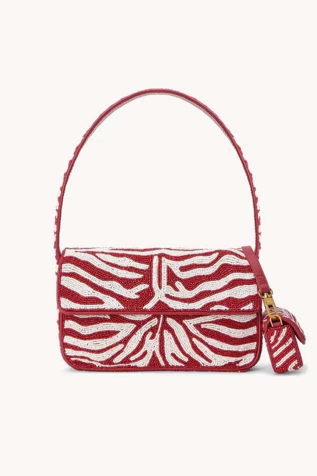 STAUD Bridal Women TOMMY BEADED BAG SCARLET WHITE STAUD Bridal Women TOMMY BEADED BAG SCARLET WHITE