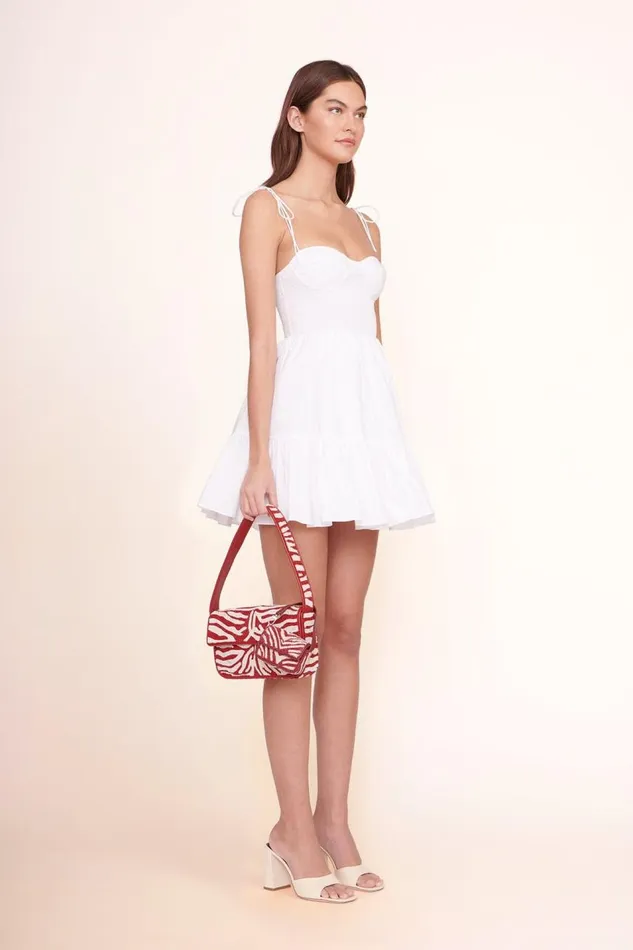 STAUD Bridal Women TOMMY BEADED BAG SCARLET WHITE STAUD Bridal Women TOMMY BEADED BAG SCARLET WHITE