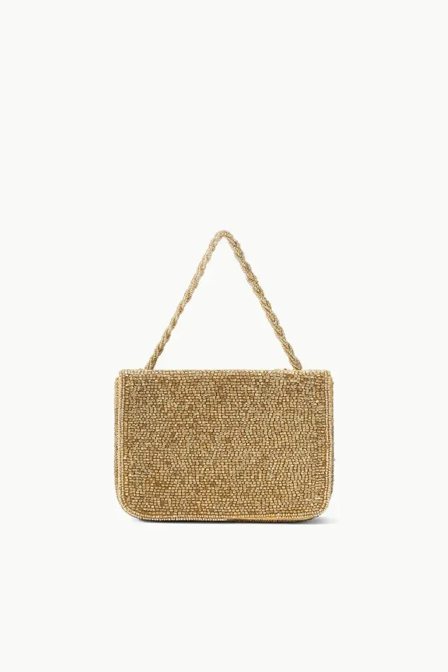 STAUD Clutches Women STAUD CARMEN BEADED BOX BAG GOLD