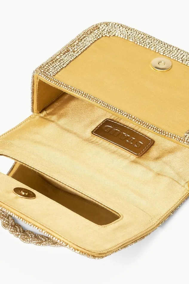STAUD Clutches Women STAUD CARMEN BEADED BOX BAG GOLD