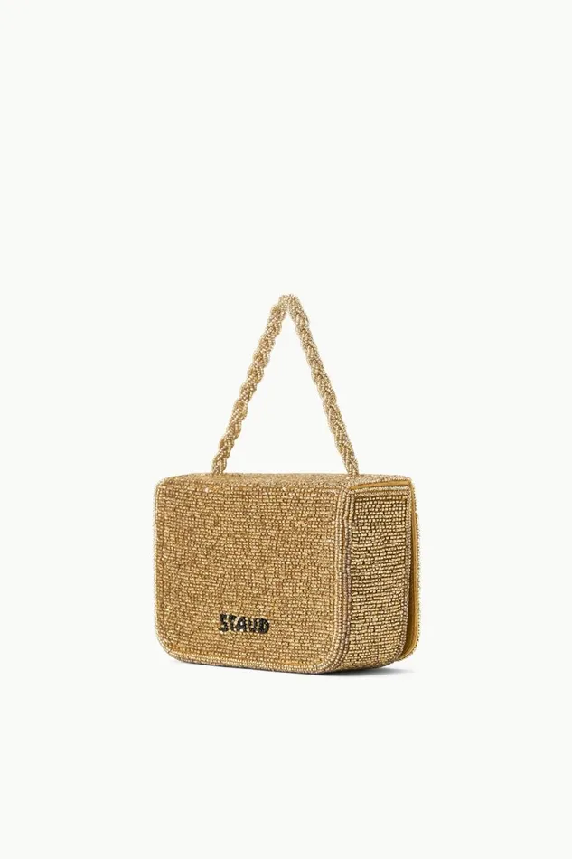 STAUD Clutches Women STAUD CARMEN BEADED BOX BAG GOLD
