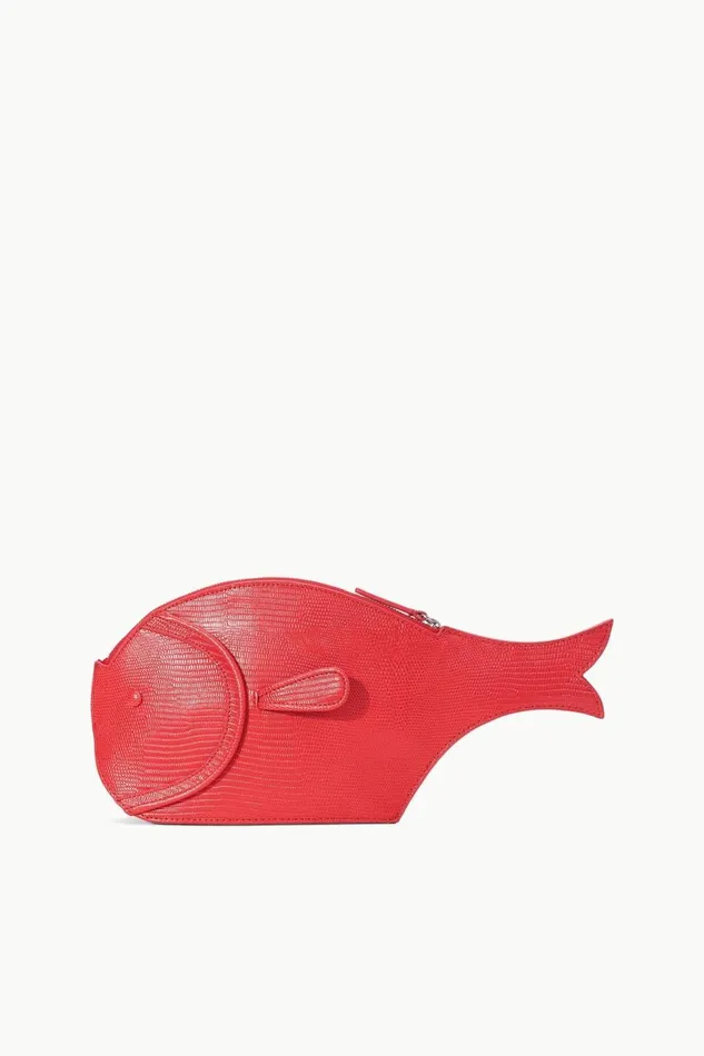 STAUD Clutches Women STAUD PESCE LEATHER CLUTCH RED ROSE