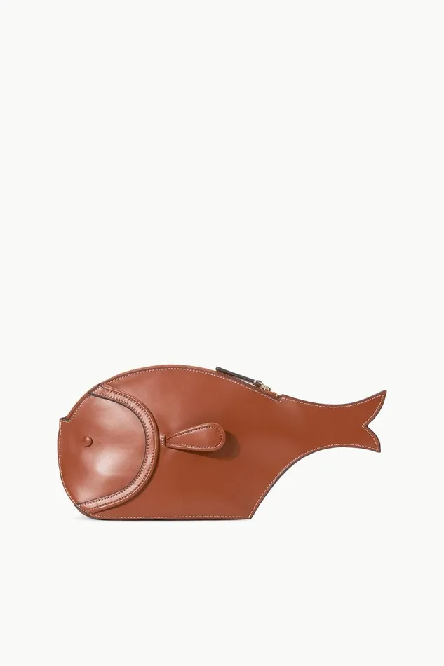 STAUD Clutches Women STAUD PESCE LEATHER CLUTCH TAN