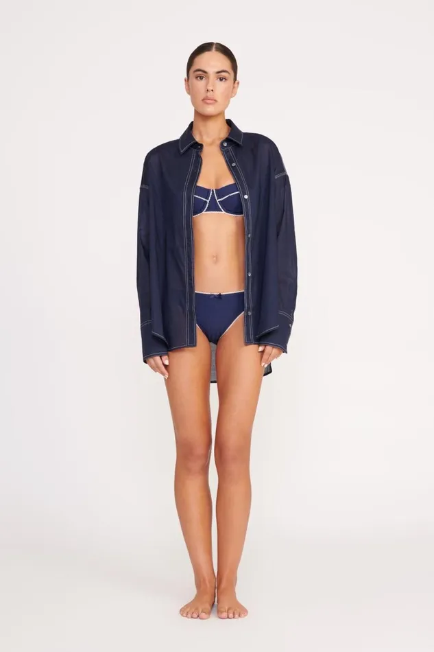 STAUD CoverUps Women STAUD COLTON SHIRT NAVY WHITE STAUD CoverUps Women STAUD COLTON SHIRT NAVY WHITE