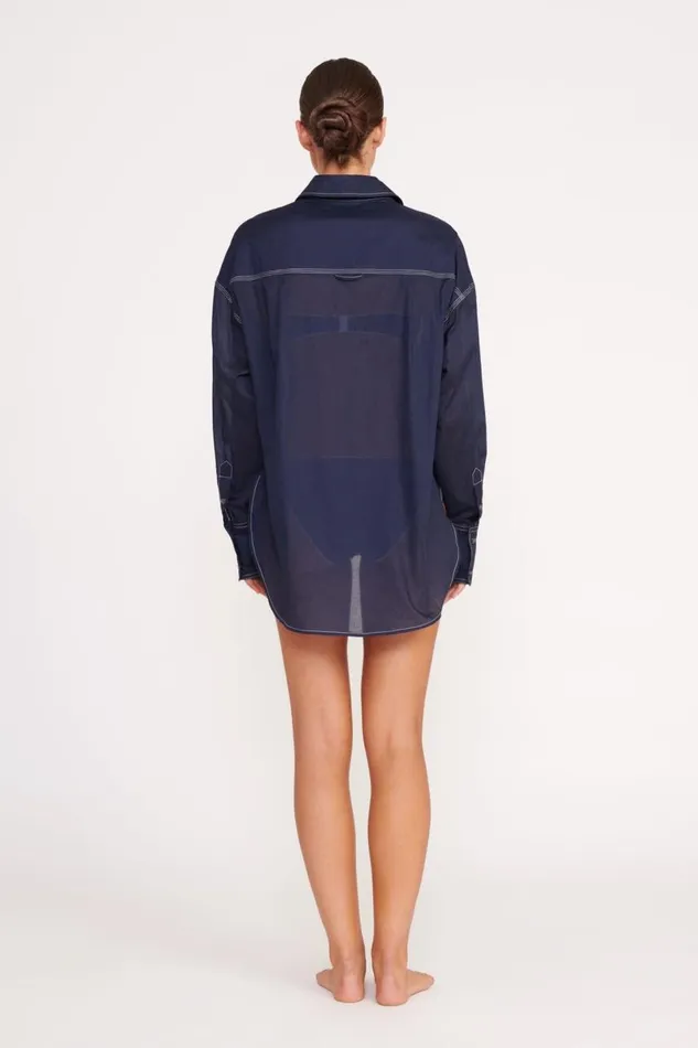 STAUD CoverUps Women STAUD COLTON SHIRT NAVY WHITE STAUD CoverUps Women STAUD COLTON SHIRT NAVY WHITE