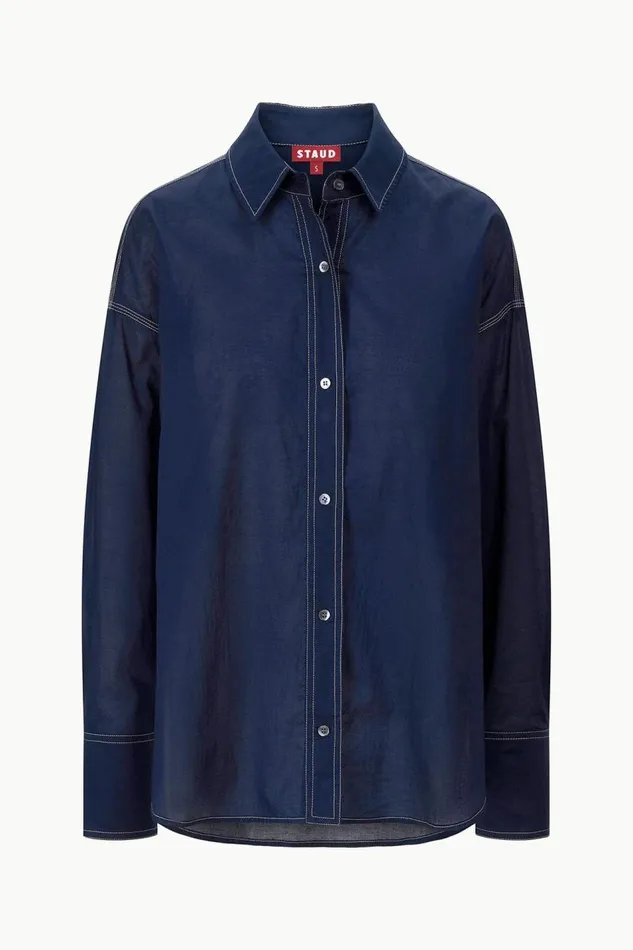 STAUD CoverUps Women STAUD COLTON SHIRT NAVY WHITE STAUD CoverUps Women STAUD COLTON SHIRT NAVY WHITE