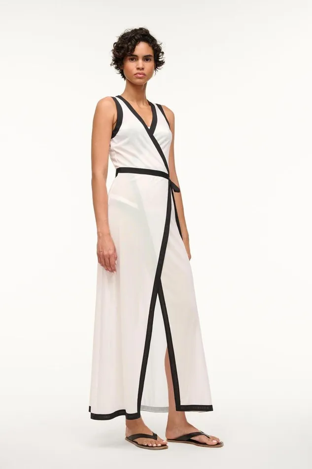 STAUD CoverUps Women STAUD ISCHIA COVERUP DRESS WHITE BLACK STAUD CoverUps Women STAUD ISCHIA COVERUP DRESS WHITE BLACK
