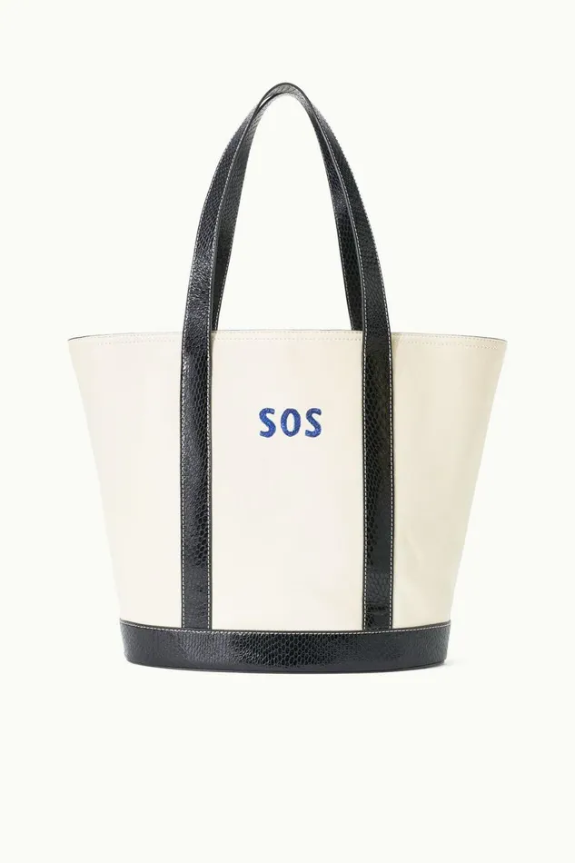 STAUD Custom Handbags Women STAUD CUSTOM MONOGRAM ALLORA TOTE CREAM BLACK