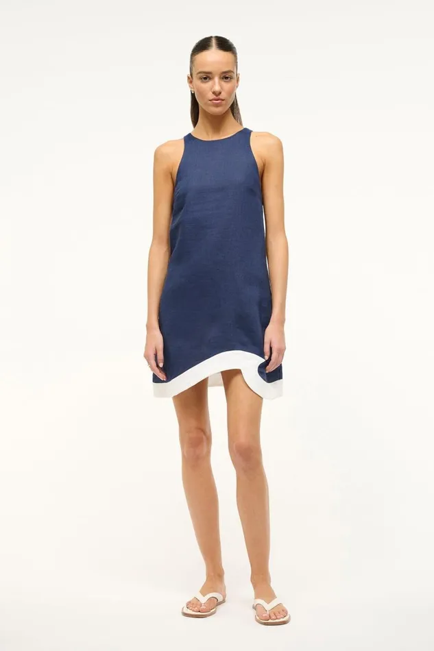 STAUD Dresses Women STAUD ALLORI DRESS NAVY WHITE