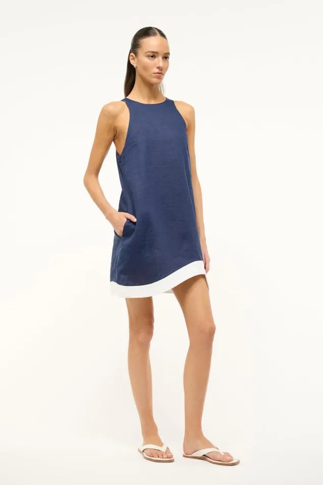 STAUD Dresses Women STAUD ALLORI DRESS NAVY WHITE STAUD Dresses Women STAUD ALLORI DRESS NAVY WHITE