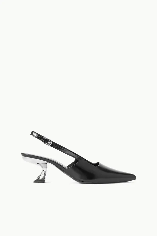 STAUD Heels Women STAUD NEVE SLINGBACK KITTEN HEEL BLACK METALS